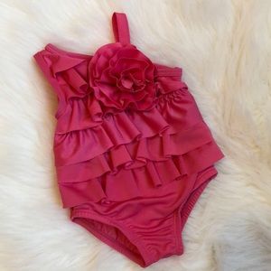 Pink ruffled swimsuit